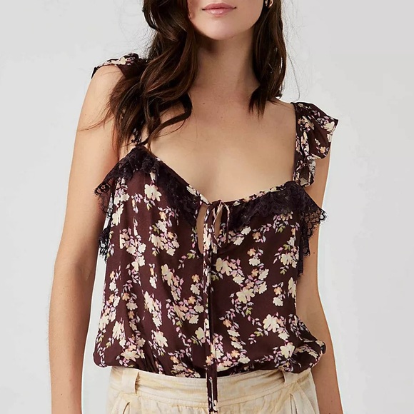 NWT Free People Take It Away Bodysuit in Brown. Size Medium - Picture 1 of 8